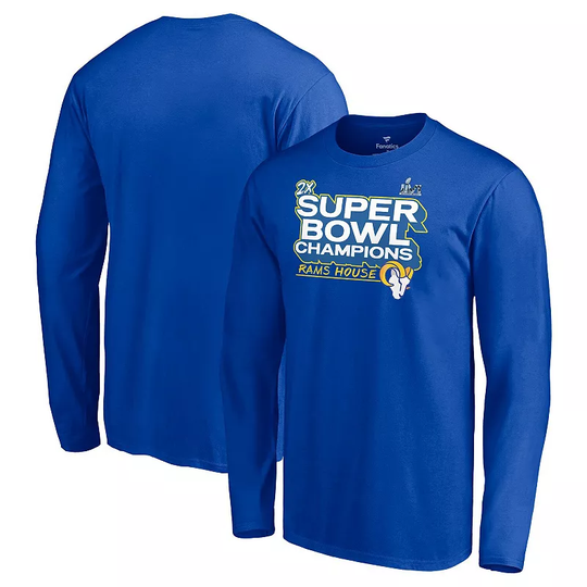 Men's Fanatics Branded Royal Los Angeles Rams Super Bowl LVI Champions Big & Tall Parade Long Sleeve T-Shirt, Size: 5XB, Blue