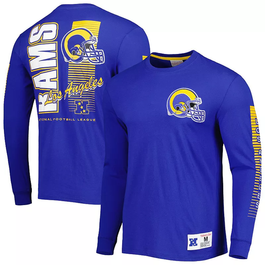 Men's Mitchell & Ness Royal Los Angeles Rams Fashion Long Sleeve T-Shirt, Size: Small, Blue