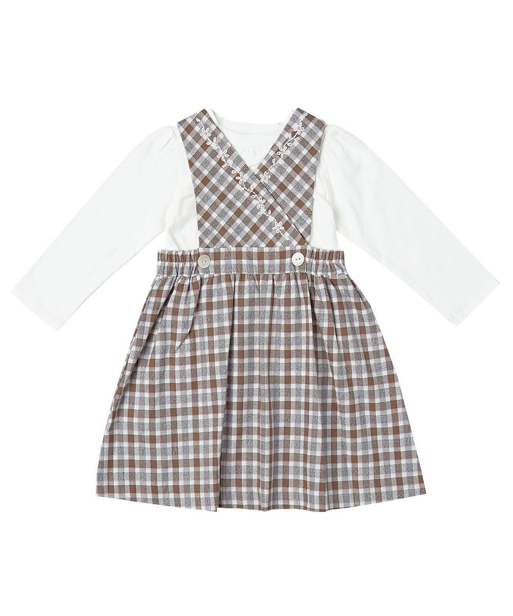 Embroidered Gray Wool Blend Pinafore& Blouse