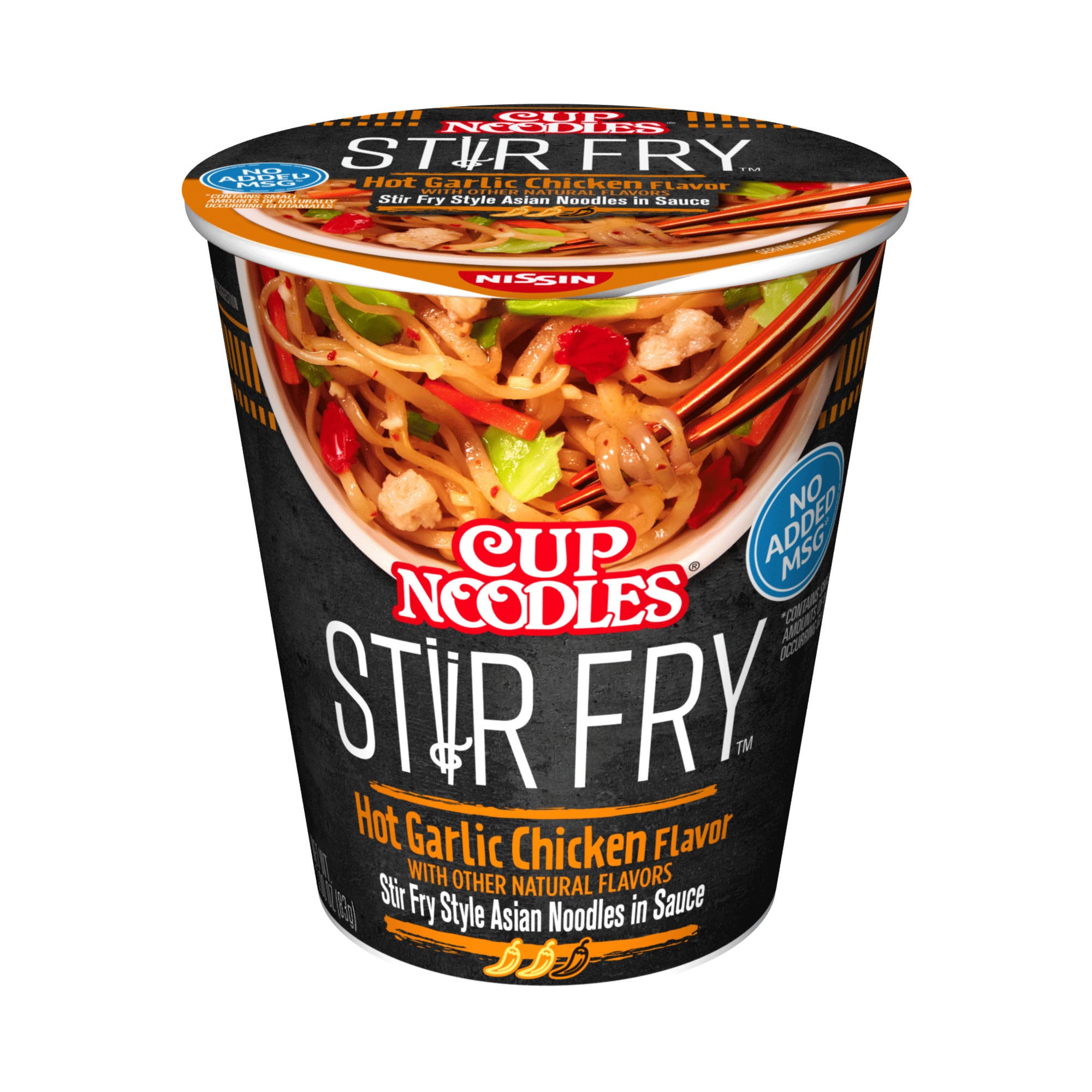 Nissin Cup Noodles Stir Fry, Hot Garlic Chicken - 2.93 oz