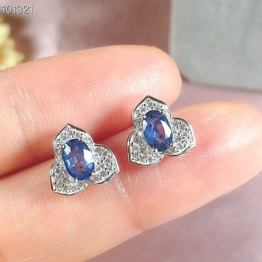Natural Blue Sapphire Earrings, S925 Sterling Silver, September Birthstone, Handmade Engagement Gift For Women Her