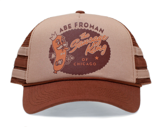 Abe Froman 3 Stripe Hat Funny Ferris Bueller 80's Movie Cap Adult One Size Brown/Tan Sausage King Of Chicago