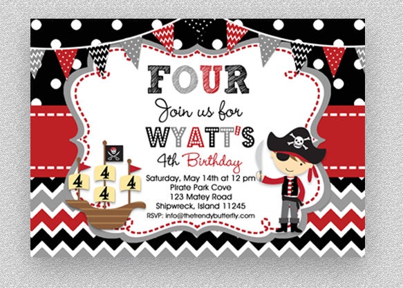 Pirate Invitation, Party, Birthday Party Kids