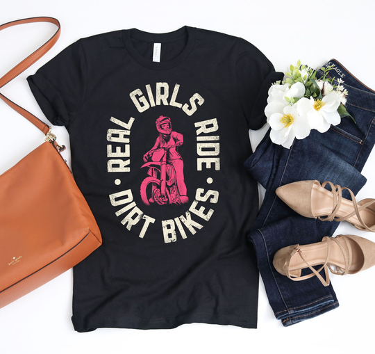 Real Girls Ride Dirt Bikes Shirt/Bike Gift Motocross Gifts Motorcycle Girl Biker Design Motorbike Tee Tank Top Hoodie