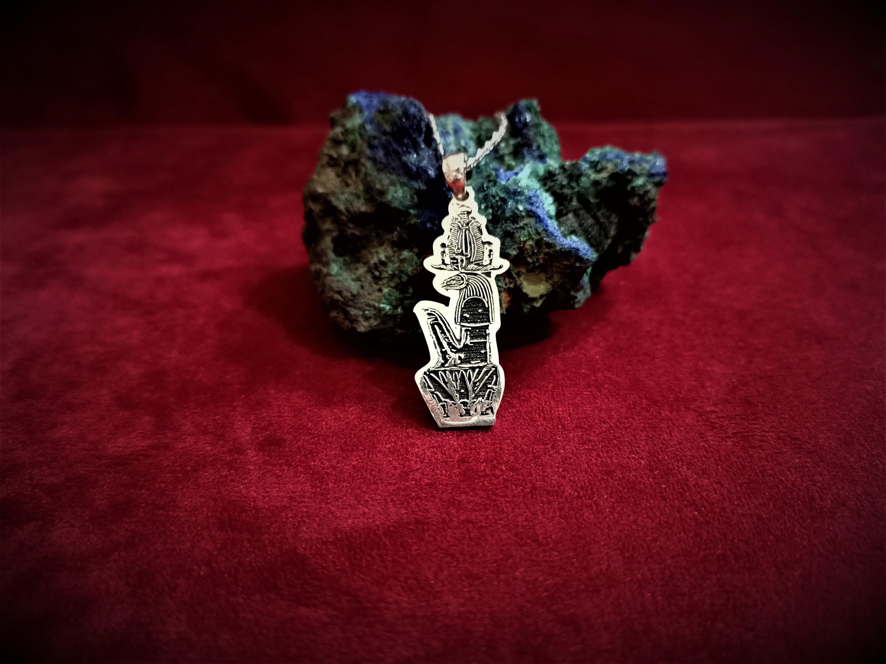 God Amun in The Form Of A Ram Head Necklace , Sterling Silver Jewelry