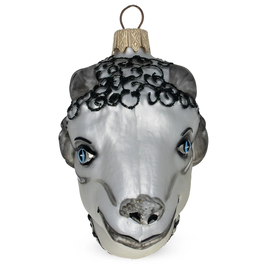 Ram Head Glass Christmas Ornament