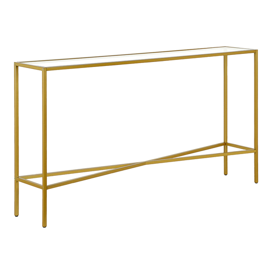 Narrow Metal and Glass Top Mille Console Table: Metallic by World Market