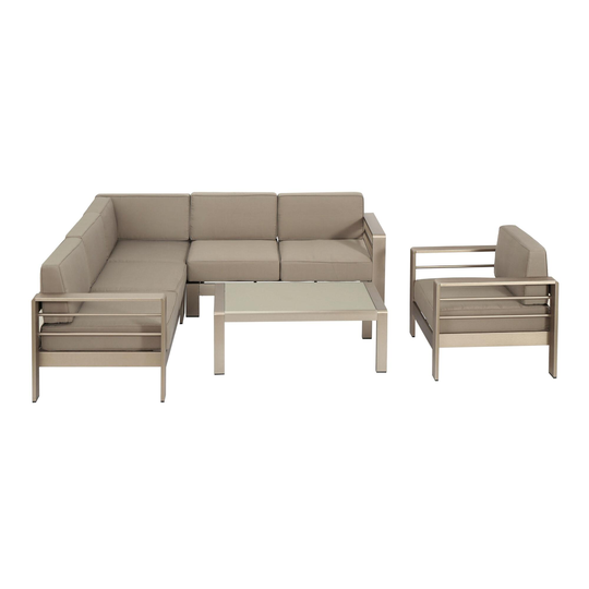 Khaki Kono 5 Piece Outdoor Patio Sectional Set with Coffee Table by World Market