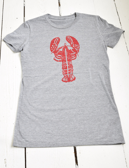 Women's Lobster T Shirt - Organic Tri-Blend Hand Screen Printed T-Shirts Eco Fashion Slow Maine