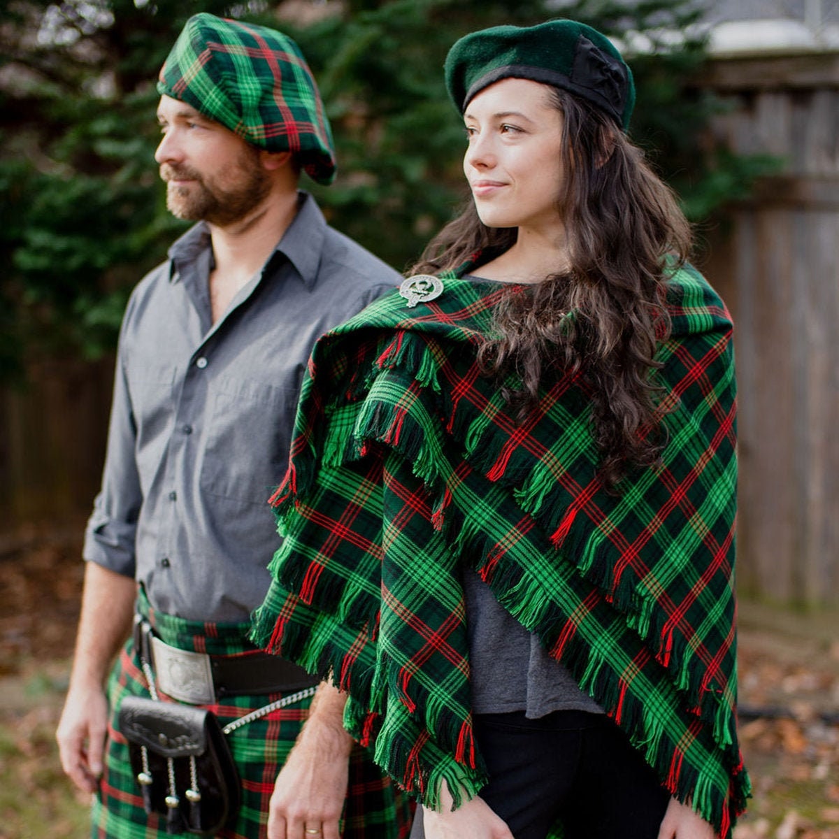 Plaid Shawl Made Of Homespun Wool Blend Tartan | A-L Tartans Handmade in The Usa By The Celtic Croft Scottish Clan