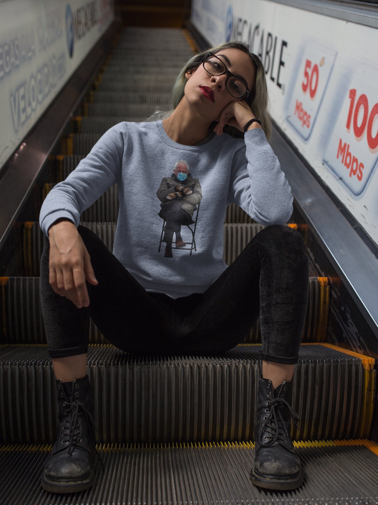 Bernie in His Mittens Meme Heavy Blend Crewneck Sweatshirt
