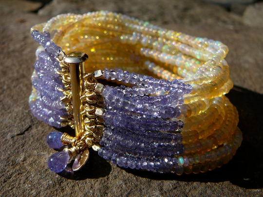 Ethiopian Opal Bracelet, Multi Strand Jewelry, Gemstone Bracelet