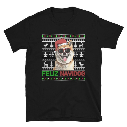 Akitas Dog Funny Feliz Navidog Christmas Ugly Sweater Pajama T-Shirt