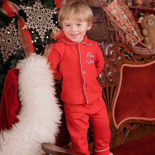 Christmas Sale 50% Off Kids Red Button Up Pajamas, Holiday Matching Family Gifts, Xmas Pajamas