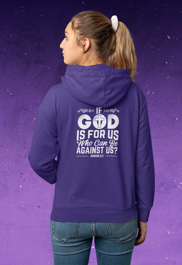 Heavy Blend Hoodie Sweatshirt "If God Is For Us" White Graphic On Back