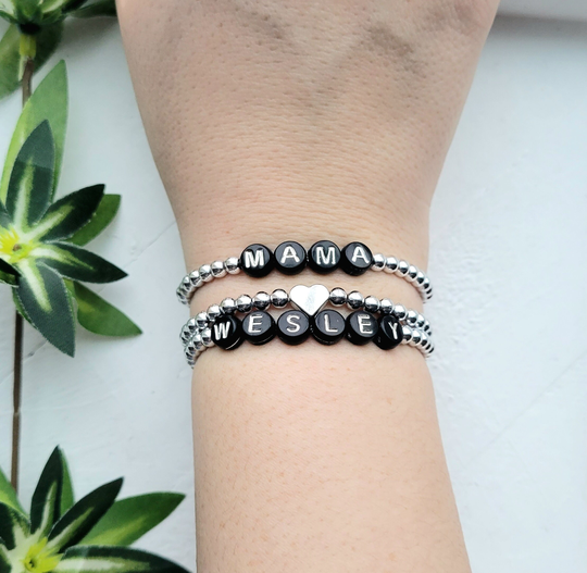 Name Bead Bracelet-Mama Bracelet-Bracelet For Women-Custom Word Bracelet Stack