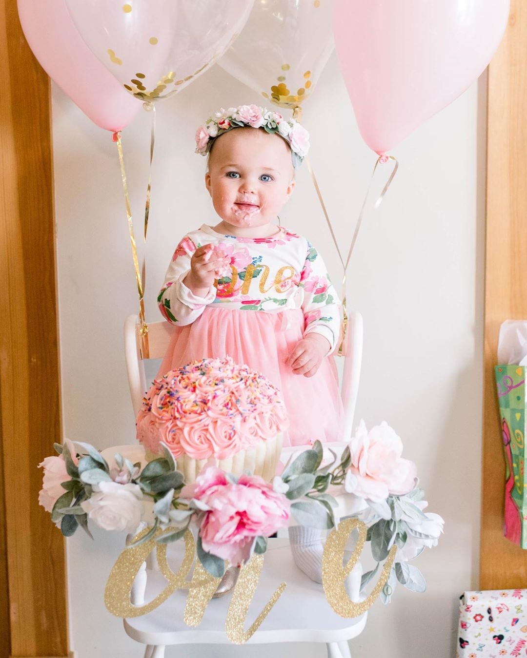 Floral High Chair Garland, Garland Birthday Banner, Tutu, Decor, Birthday, Skirt