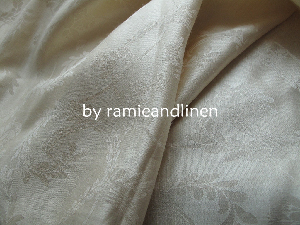 Silk Fabric, Linen Blend Floral Brocade Half Yard By 45 Wide