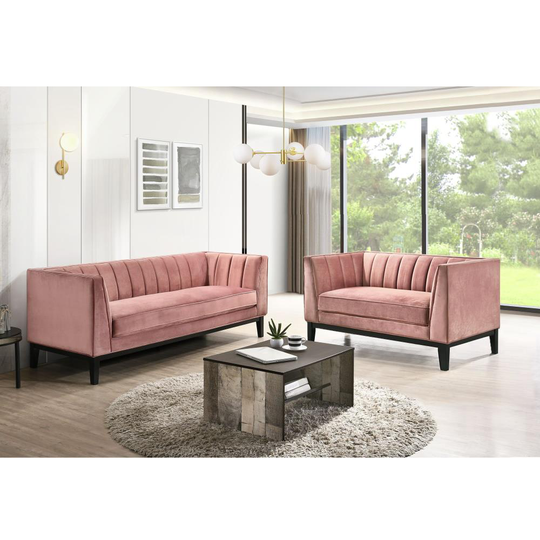 Picket House Furnishings Calabasas Modern Polyester/Polyester Blend Marine Rose Living Room Set in Red | UCI36822PC