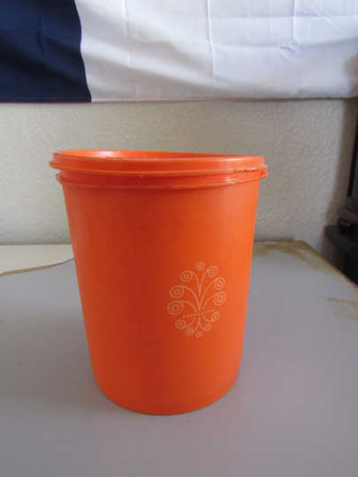 Vintage Tupperware Large Orange Canister 807-12 With Lid 808-35 Free Shipping