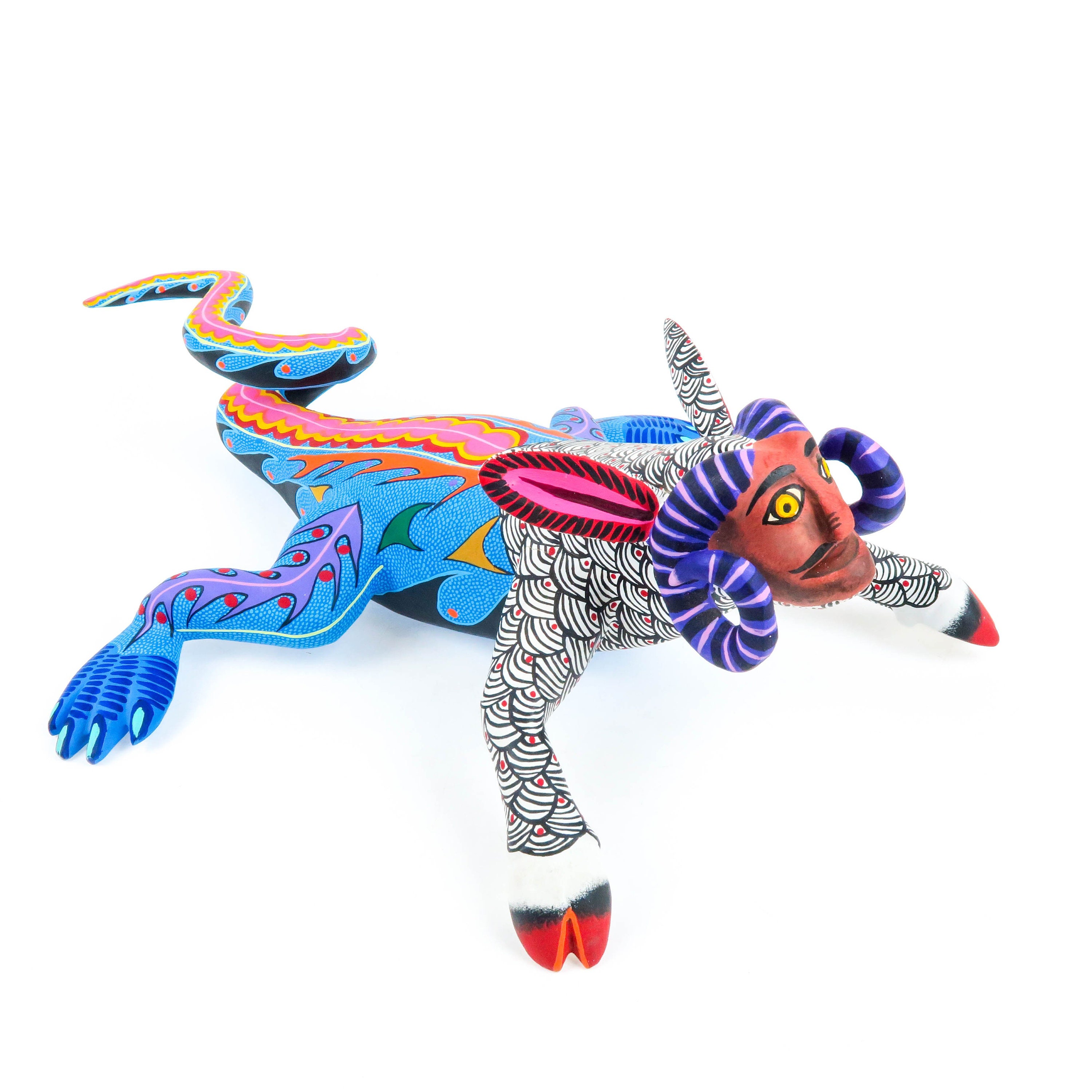 Ram Iguana Man Nahual - Oaxacan Alebrije Wood Carving Eleazar Morales