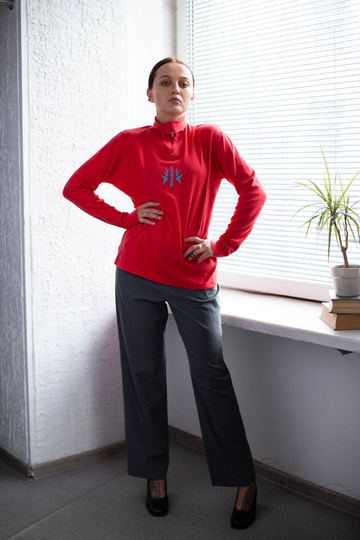 Vintage 80's Red High Collar Top