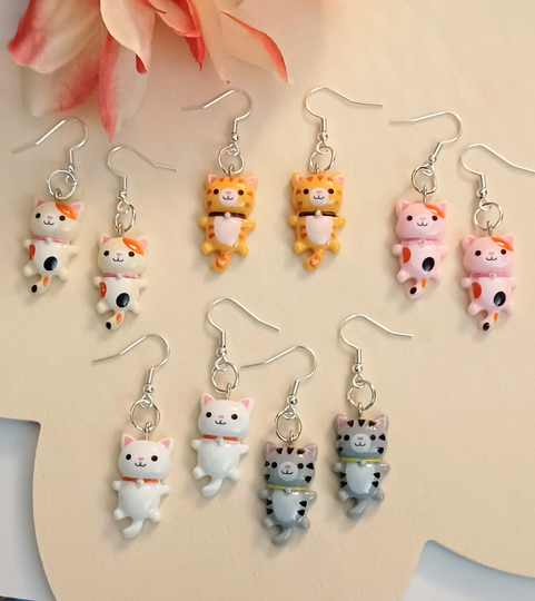 Your Choice From 6 Light Weight Cat Earrings, Kitten Lightweight Kitty Earrings