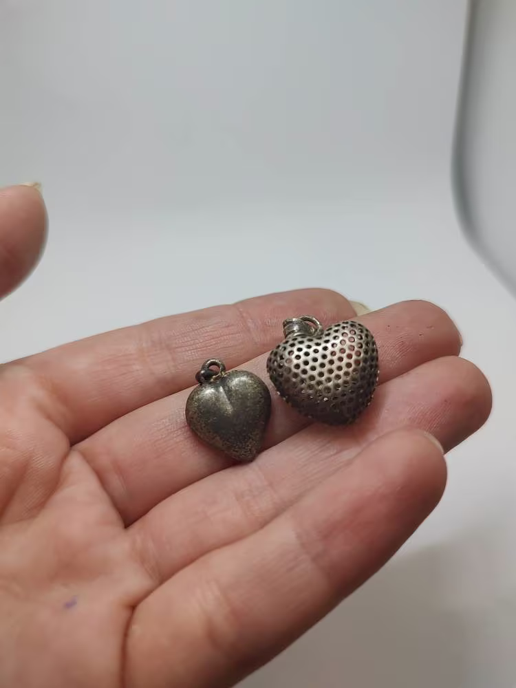 Set Sterling Silver Heart Pendants Charms
