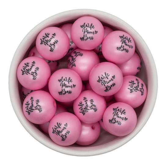 Wife Mom Boss Printed Beads 20mm