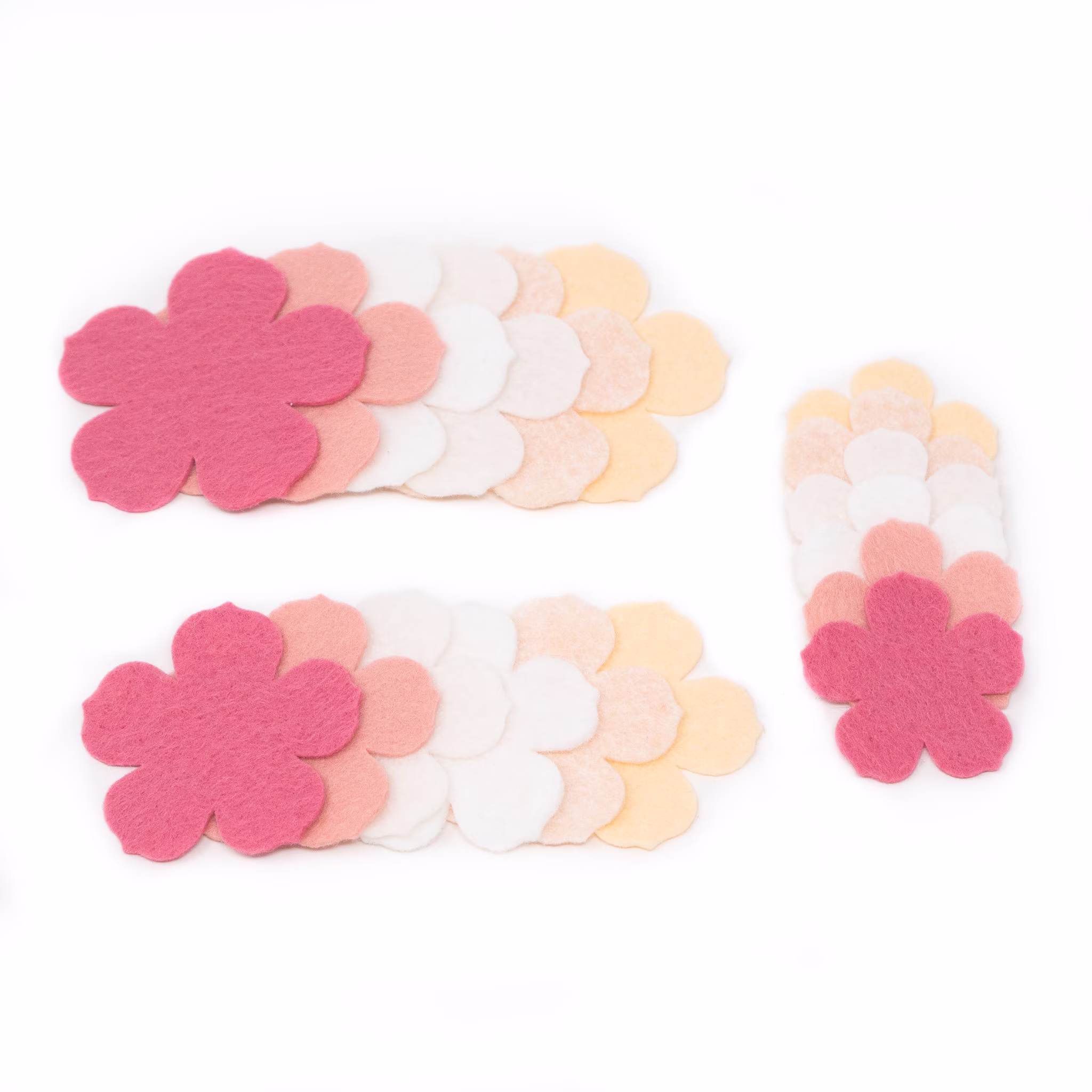 18 Emma Wool Blend Felt Die Cut Applique Flowers - Rosey Cheeks Colors
