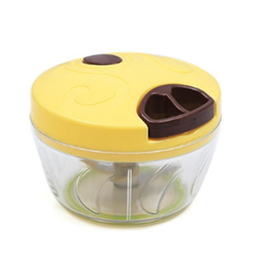 Manual Hand held Food Chopper for Vegetable Fruits Nuts Onions Chopper Hand Pull Mincer Blender Mixer Food Processor - Yellow