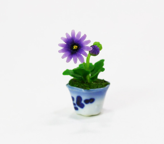 Dollhouse Miniature Purple Gebera Daisy in A Pot
