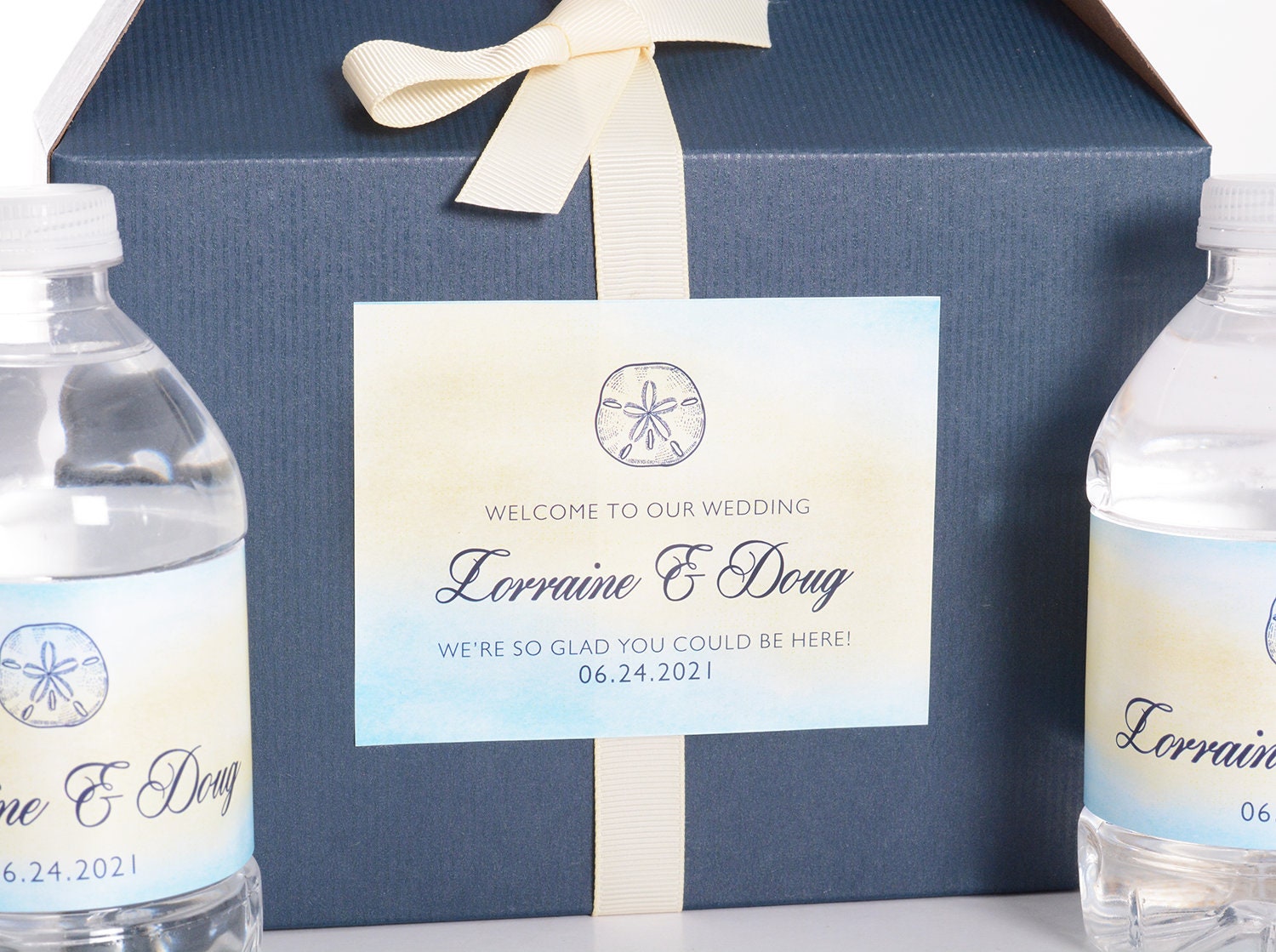 Sand Dollar Wedding Stickers - Welcome Bag Box Custom Favor Beach Label -#wdib-343