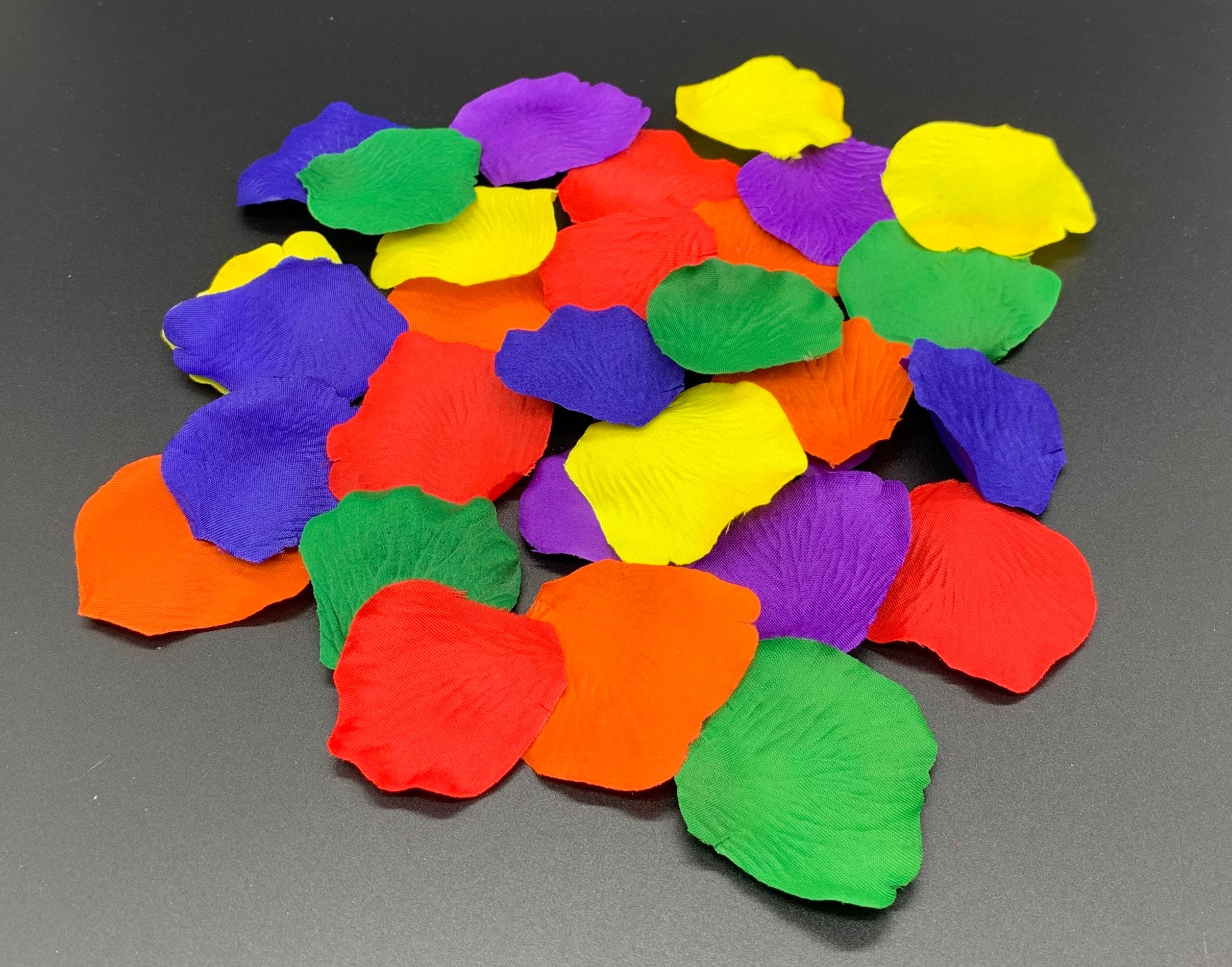 Rainbow Blend Silk Rose Petals, 600 Petals