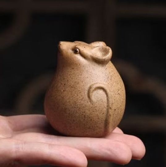 Handmade Ceramic Tea Pet Rat Sculpture/Tea Set Accessories/Home Office Ornament