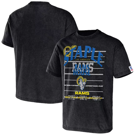 Men's NFL x Staple Black Los Angeles Rams Throwback Vintage Wash T-Shirt, Size: Small, LAR Black