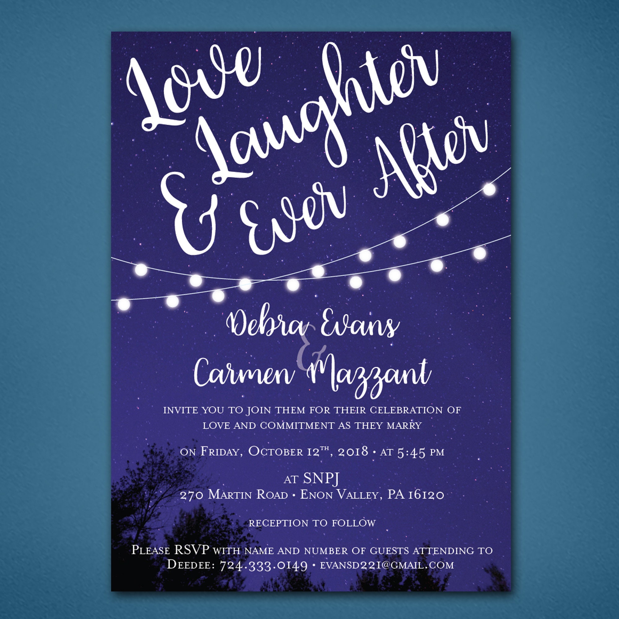 stars & Lights Wedding Invitation Set Nighttime