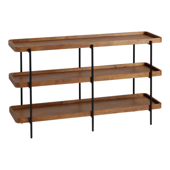 Vintage Acorn Wood Open 3 Shelf Kaili Buffet: Black/Brown/Multi/Natural - Metal by World Market
