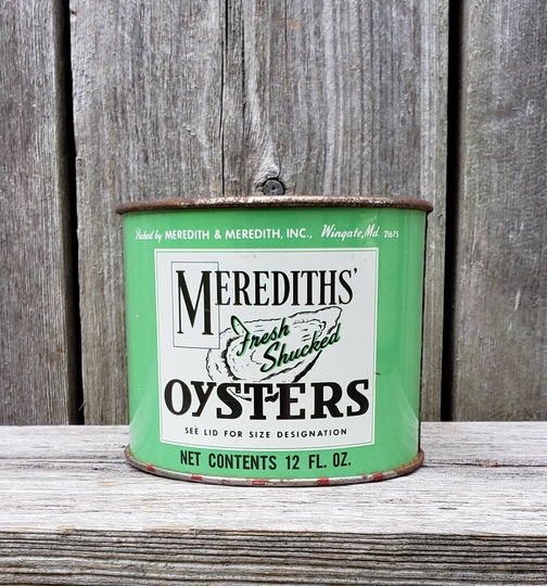 Oyster Tin Can From Meredith & in Wingate Maryland 12 Ounce Size