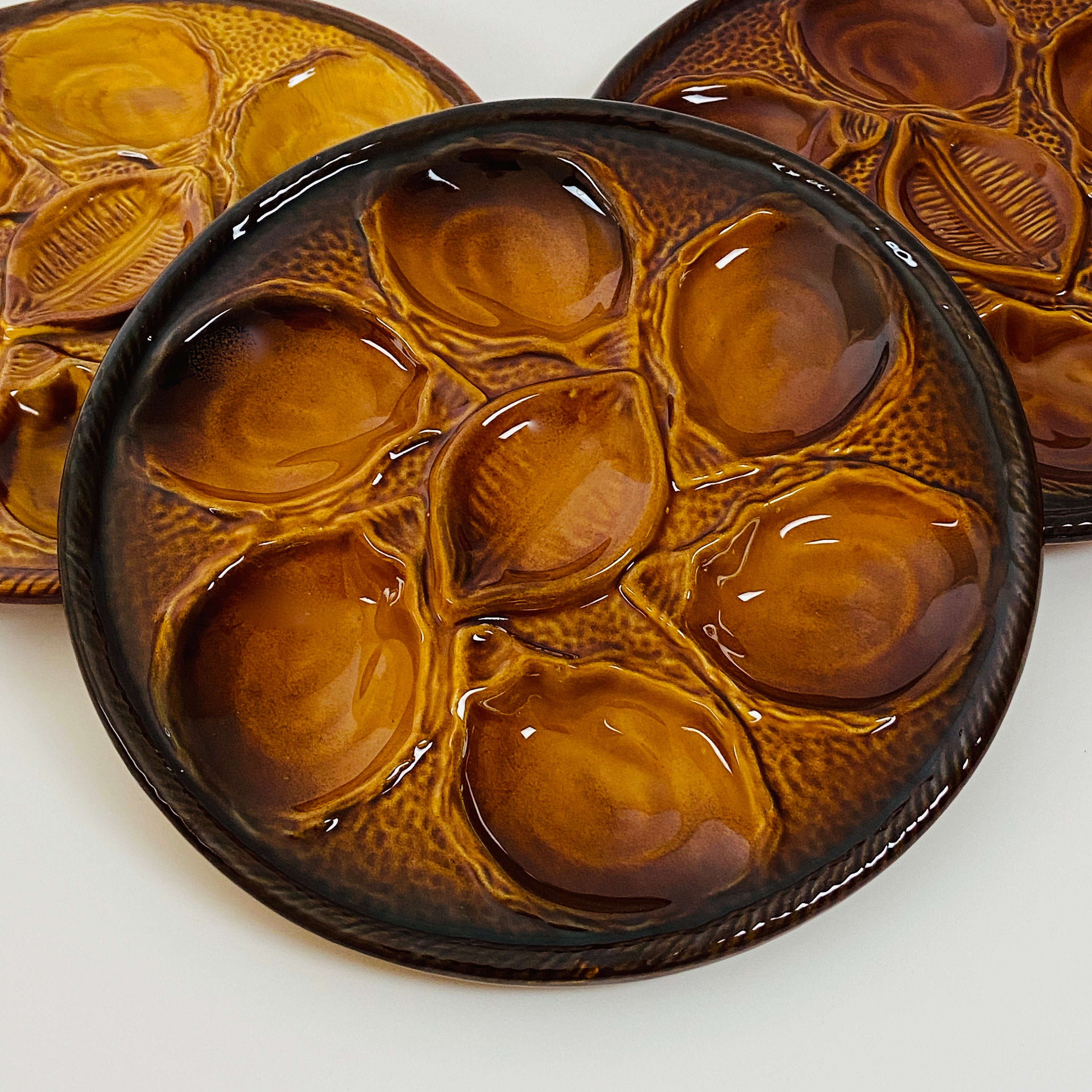 Vintage French Oyster Plate, St Clment Glazed Seafood Plate
