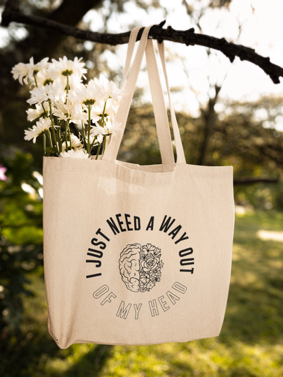 Need A Way Out Of My Head | Brain/Flowers Zipper Tote Bag