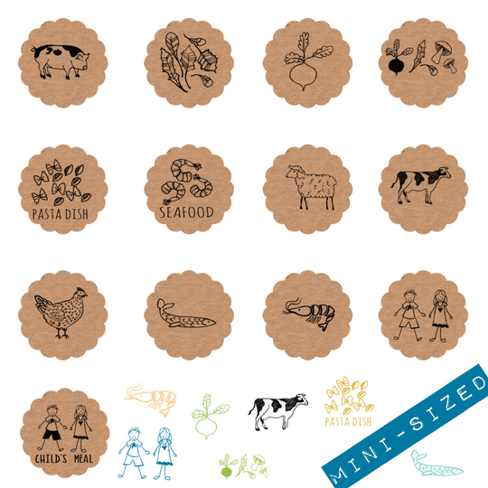 Choice Of 13 Varied Menu Olive Wood Stamps