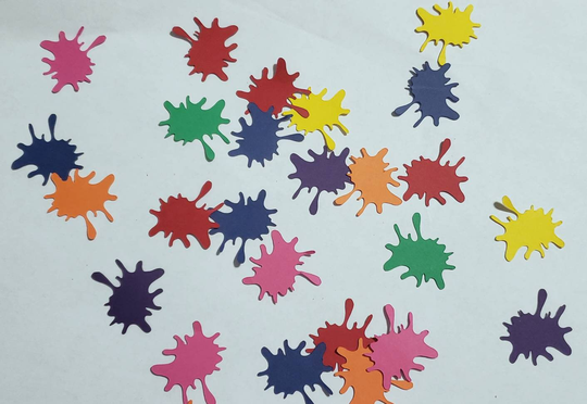Paint Splatter Party Confetti, Paint Artist Palette Brush Rainbow Art