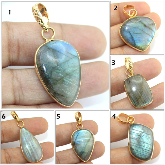 Natural Spectrolite Pendants Charms 24K Gold Plated Bezel Rainbow Fire Labradorite Pendant Making Diy Necklace Jewelry Makig Finding Supply