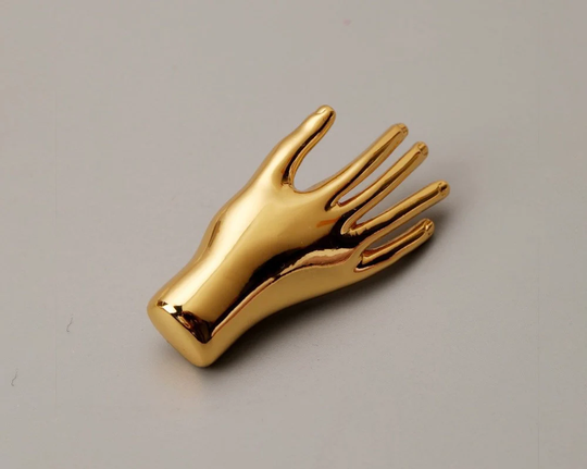 Real Gold Plated Hand Shape Pin Brooch, Gift For Men&women