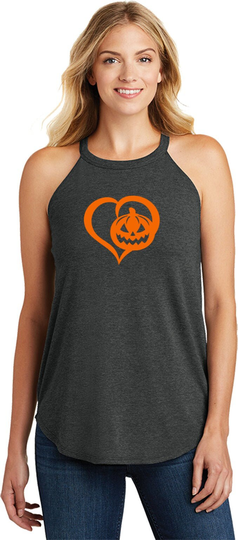Pumpkin Heart Ladies Tri-Blend Rocker Tank Top