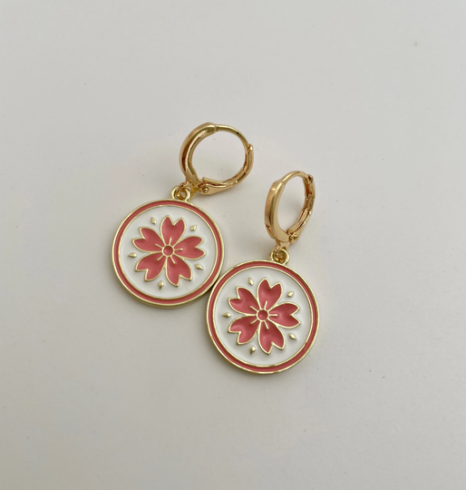 Gold 31mm Flower Hoop Earring Endless Hoops Huggies