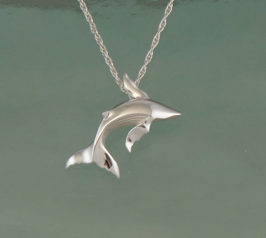 Humpback Whale Pendant Silver. With Chain