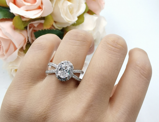Split Shank 1.20 Carat Oval Art Deco Wedding Engagement Ring Diamond Cz Accent Vintage 925 Sterling Silver Bridal Choose Your Color