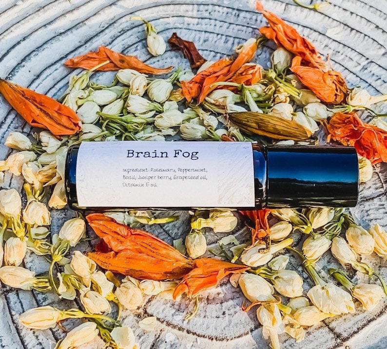Brain Fog Essential Oil Rollerball Blend 10Ml, Oils, Organic, Self Care, Personal Bath & Body, Spa, Gift